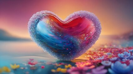Fototapeta premium Heart shape for Love concept, Valentine's Day concepts. love symbol, concept for Valentine's Day, wedding etc. Heart elements for love concept design. AI generated image