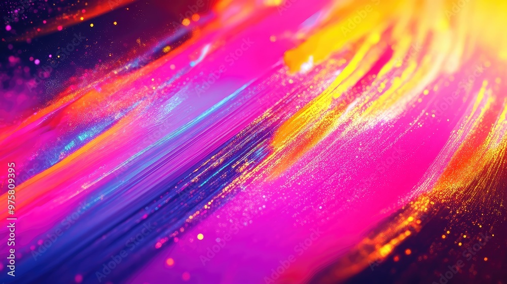 Poster dynamic abstract background with colorful digital glitches, creating an energetic and vibrant visual