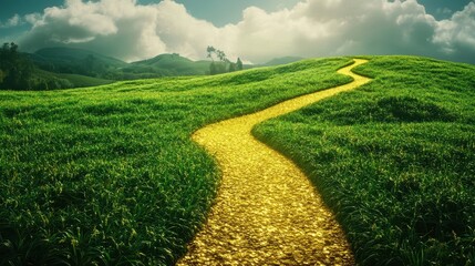 Golden Path Through Green Hills