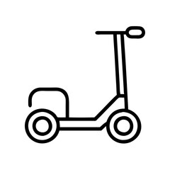 Minimalist Black and White Outline Icon of a Mobility Scooter