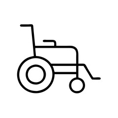 Minimalist Black and White Outline Icon of a Power Wheelchair