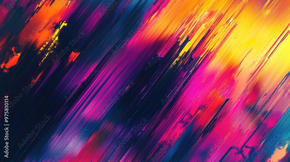 Poster dynamic abstract background with colorful digital glitches, creating an energetic and vibrant visual