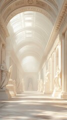 Naklejka premium White Marble Hallway with Statues
