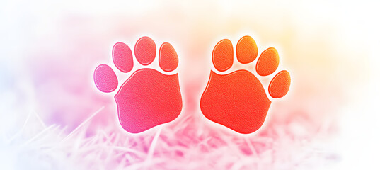 cute dog or cat paw footprint background for pet love
