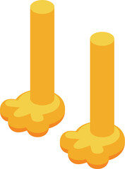 Cartoon chicken feet standing isometric icon, farm bird body part concept