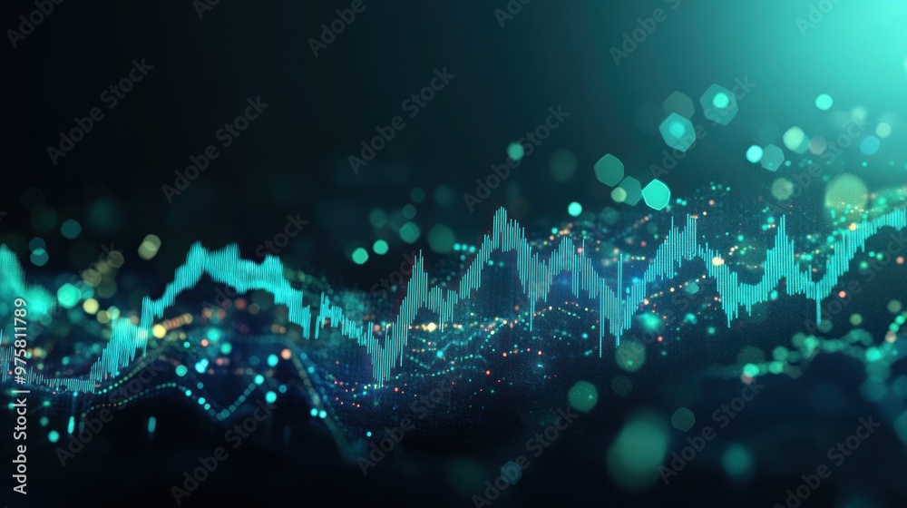 Poster abstract data visualization with chart and bokeh lights