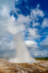 spectacular geyser in action in Iceland