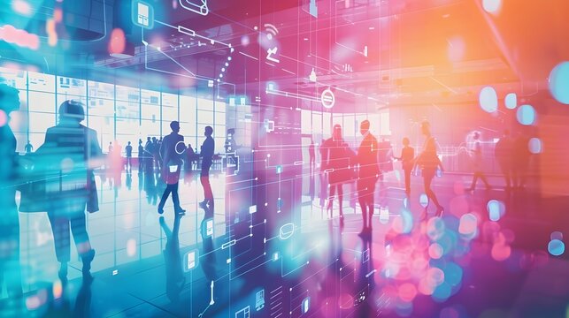 Vibrant Virtual Coworking Space with Diverse Professionals Interacting in an Inclusive Digital Setting - Powered by Adobe