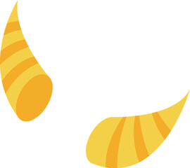Cartoon devil horns pointing up, with yellow and orange stripes, for costume parties or halloween projects