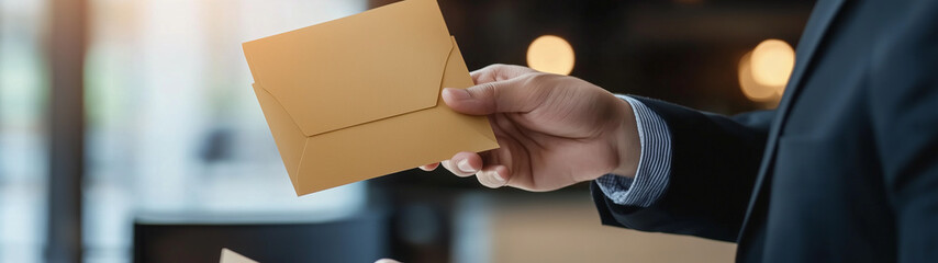 Boss or manager gives an envelope as a reward for good work, created with generative Al technology