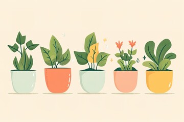 Obraz premium Simple flat vector illustration of colorful flowers in vase white background minimalistic style colorful design