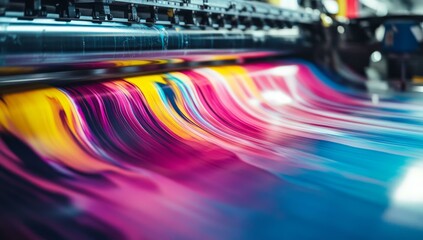 Fototapeta premium Colorful printing press paper in motion.