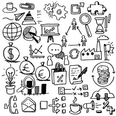 Business doodles - vector illustration set
