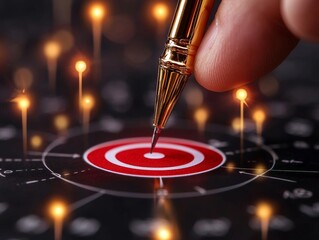 A bullseye target centered on a planning calendar with fingers setting deadlines