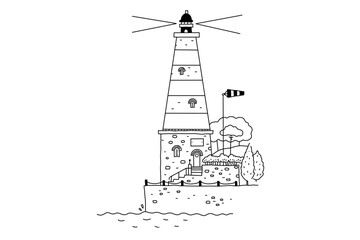 Hand-drawn sketch of a lighthouse