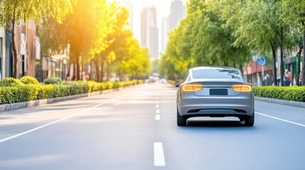 An autonomous self-driving car being tested for safety, using sensors to detect obstacles and adjust its course in real time to prevent accidents