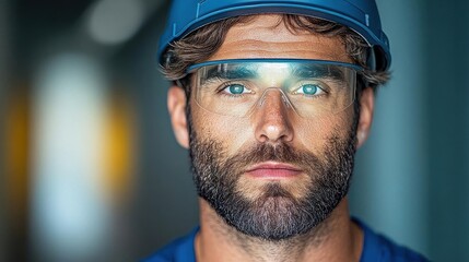 An industrial worker using augmented reality glasses for 3D training, overlaying real-time instructions and interactive 3D models to assist in learning new machinery operations