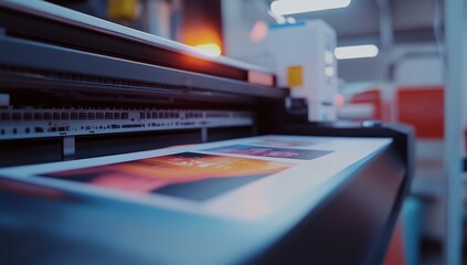 Large format printer printing colorful images.