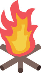 Bonfire is burning with bright flames, providing warmth and light in an isometric icon design