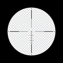 Realistic sniper scope crosshairs view. sniper sight with measurement marks. sniper scope template isolated on transparent background. rifle optical sight.