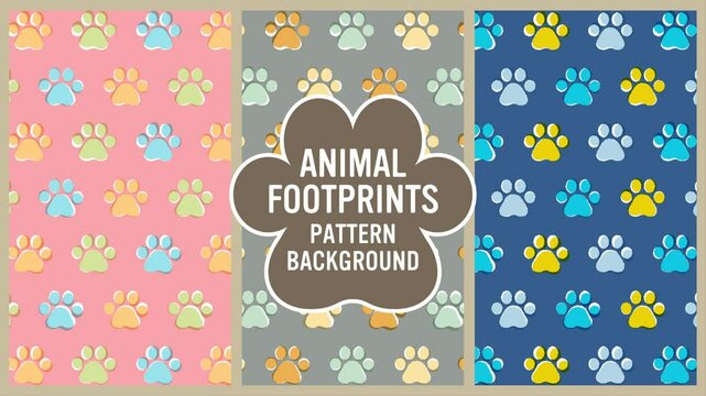 Animal footprints pattern background set (6 seconds loop)
