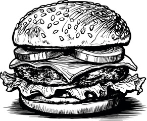 hamburger hand drawn vertor illustration