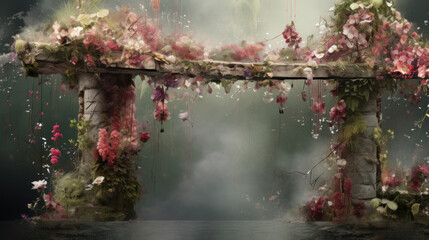 Bridge adorned with flowers, twisting and turning like a living vine.