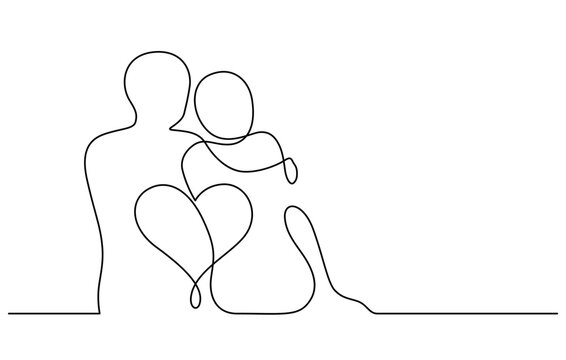 recommend clip art: couple romance leaning embracing one line drawing minimalist art