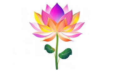 Obraz premium Colorful flower vector illustration on a white background with a simple design in the style of a colorful cartoon style