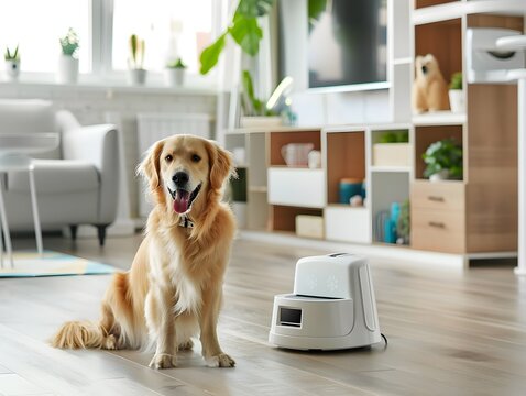 Automated Pet Care System with Smart Devices Enhancing Convenience for Pet Owners in Modern Home Setting