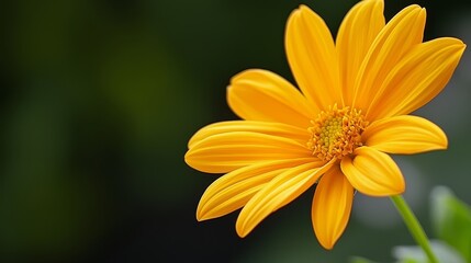 Obraz premium A yellow flower with green leaves in sharp focus Background softly blurred