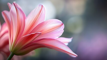Fototapeta premium A close-up of a pink flower with a blurred background