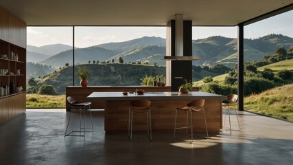 Minimalist Modern Kitchen on a Hillside