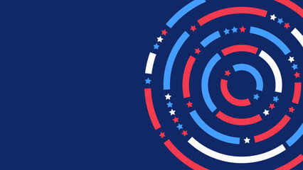 USA themed Stars and Stripes abstract pie chart circle. Economic data. Economic Outlook: Insights & Trends. Real gross domestic product (GDP). KPIs. Sector Index. United States presidential election. 
