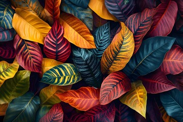 Vibrant Tropical Leaf Pattern Background Texture