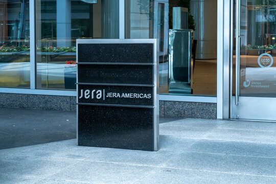 Houston, Texas, USA - April 14, 2024: A signage outside the office of JERA Americas Inc. JERA is Japan's power generation company. 