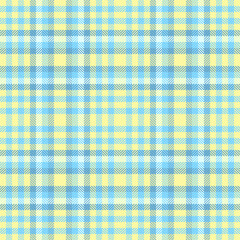 Newborn background pattern plaid, latin texture fabric check. Vogue tartan seamless vector textile in cyan and yellow colors.