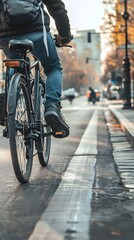 Eco Friendly Commute in the Autumn City Landscape Promoting Sustainable Mobility and Green Lifestyle