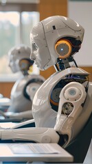 Fototapeta premium Intelligent Robotic Assistants Empowering Academic Innovation in High Tech Classroom