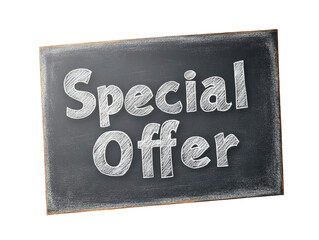 Chalkboard special offer text with rustic style on transparent background