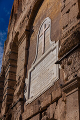 Marble plaque written in Latin and placed at The Colosseum