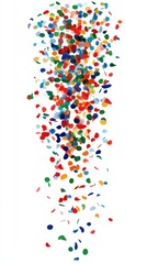 Fototapeta premium Colorful Confetti Falling Gracefully Against a Pure White Background, Perfect for Celebrations