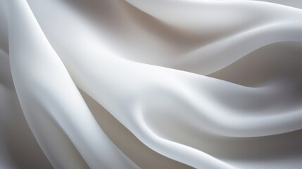 Obraz premium A close-up image of clean, white cotton fabric draped softly, revealing the gentle folds and curves. The surface is immaculate and free of imperfections,