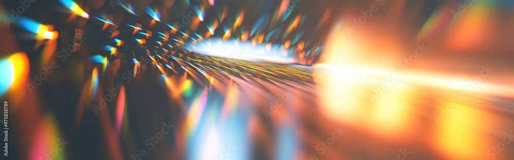 Poster exploring the fascinating diffraction of light through a prism on a bright afternoon