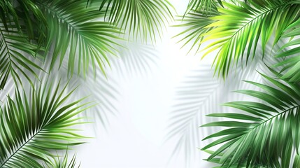 Naklejka premium vibrant tropical palm leaves on a white background, offering a clean aesthetic for botanical patterns and nature backdrops 