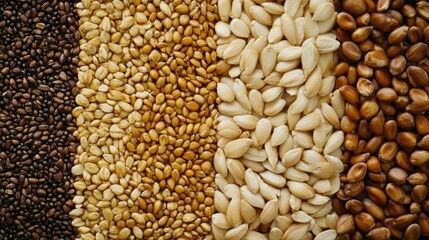Obraz premium A variety of different colored and sized seeds are shown in a row