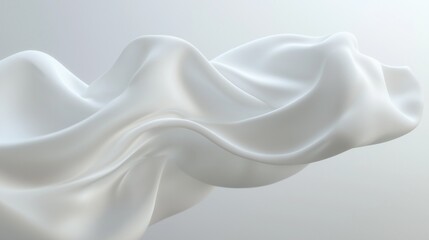 Obraz premium A crisp white silk 3D render, where the fabric is folded into smooth, minimalist layers that create a clean, abstract background, elegant wallpaper.