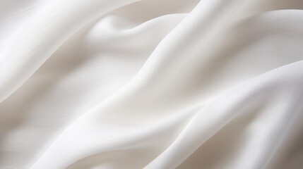 Fototapeta premium A close-up image of clean, white cotton fabric draped softly, revealing the gentle folds and curves. The surface is immaculate and free of imperfections,