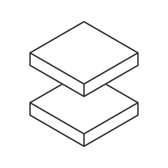 Cube logo, geometric vector design. Monochrome box logotype company, trendy techno emblem in isometric line style.