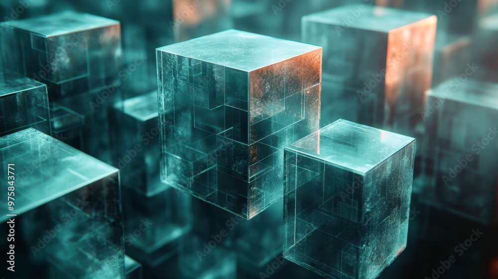 Poster Abstract Floating Transparent Cubes in a Dark Environment Illuminated by Soft Light